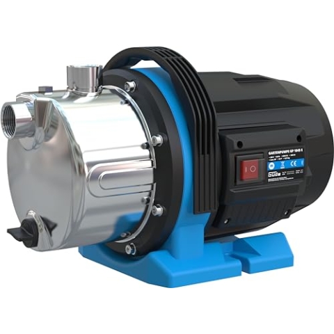 Güde Gartenpumpe GP 1045 E (1000 W, Fördervolumen: 4500 l/h, max. Förderhöhe: 45 m, max. Ansaughöhe: 8 m, Pumpengehäuse aus Edelstahl, Noryllaufrad, Thermoschutzschalter, ergonomischer Tragegriff)