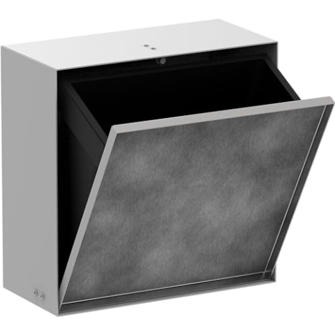hansgrohe XtraStoris Rock - Einbau Badezimmer Mülleimer mit befliesbarer Tür, eingelassene Wandnische 300 x 300 x 140 mm, Mülleimer Bad, Abfalleimer Bad, Badezimmer Zubehör, Mattweiß, 56090700