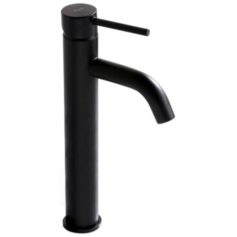 Rea Waschtischarmatur LUNGO BLACK HIGH Wasserhahn Bad Badarmatur aus Messing Armatur für Waschbecken Badezimmer Mischbatterie Waschbecken Einhebel (Schwarz)