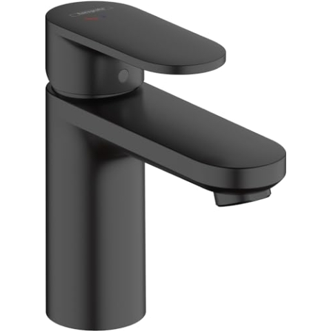 hansgrohe Waschtischarmatur Vernis Blend, Wasserhahn Bad mit Auslauf Höhe 100 mm, mit Zugstange, Badarmatur wassersparend, Mattschwarz