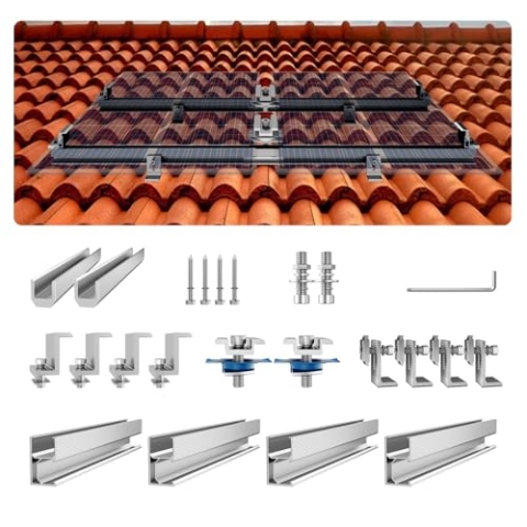 VEVOR Solarmodul Halterungen Kit, Solarmodul-Montageset mit 4x 760 mm-Schienen, 4x Endklemmen und 2x leichten Klemmen, Solarmodul-Montagehalterungen für Metalldach, Betondach, Holzdach, Ziegeldach
