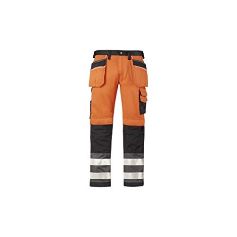 Snickers Warnhose mit Holstertaschen Klasse 2, 1 Stück, 42, orange/schwarz, 32335574042