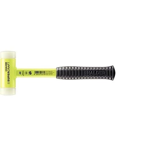Supercraft Schonhammer, mit bruchsicherem Stahlrohrstiel, gelb-fluoreszierend beschichtet und ergonomisch geformtem, rutschsicherem Griff | D=40 mm | 3377.140