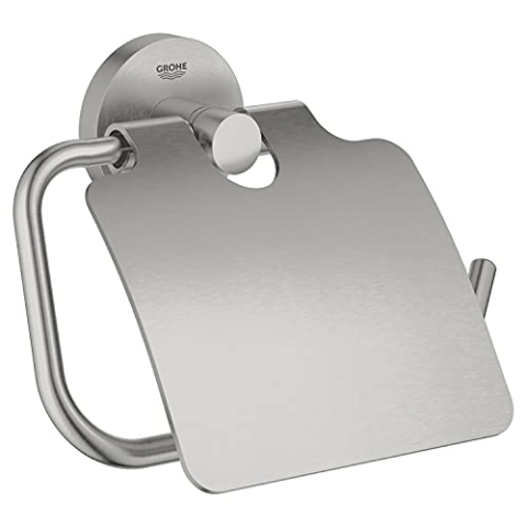 Grohe Essentials WC-Papierhalter mit Deckel, supersteel, 1 Stück, 40367DC1