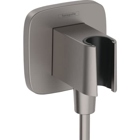 hansgrohe Wandanschluss mit Duschkopfhalterung FixFit Q, Brushed Black Chrome