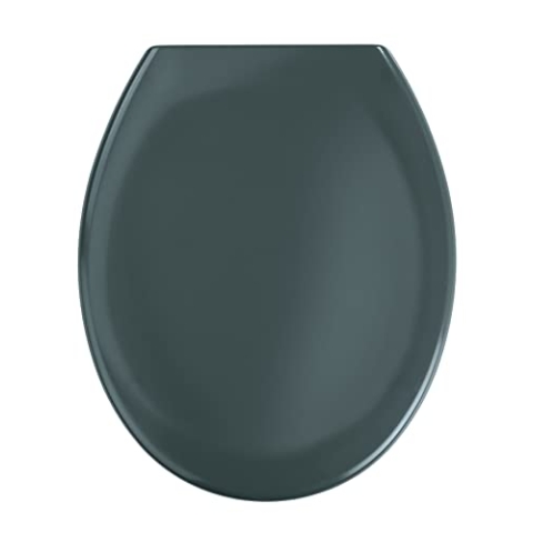 WENKO WC-Sitz Ottana Dunkelgrau, hygienischer Toilettensitz mit Absenkautomatik, WC-Deckel mit Fix-Clip Befestigung, aus antibakteriellem Duroplast