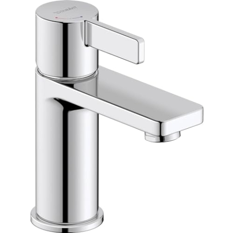 Duravit D-Neo Waschtischarmatur, Größe S (Auslauf Höhe 87 mm). Wasserhahn Bad mit energiesparender FreshStart-Funktion, Chrom