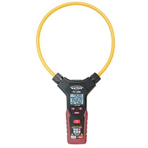 Testboy TV 225 flexibles Zangenamperemeter (Strommessung bis 3000 A AC, Spannungsmessung bis 600 V AC/DC, LED-Messstellenbeleuchtung, kontaktloses Messen, T-RMS Messverfahren), Rot/Schwarz