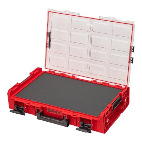 QBRICK SYSTEM Werkzeugkoffer Werkzeugkasten Leer Werkzeugkiste ONE Organizer XL 2.0 MFI RED Ultra HD Rot 600 x 400 x 145 mm