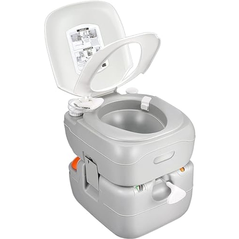 SereneLifeHome Tragbare Toilette für den Aussenbereich mit Tragetasche, Reisetoilette mit Füllstandsanzeige, eingebaute Tragegriffe