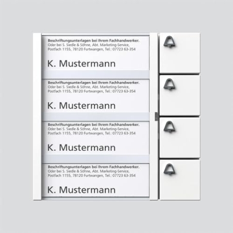 Siedle 2544231 Tastenmodul 4 Tasten In-Home-Bus, BTM 650-04 SM, silber metallic