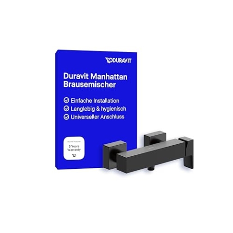 Duravit Manhattan Duscharmatur Aufputz für 1 Verbraucher, Badewannenarmatur, Einhebel-Brausemischer mit Keramikmischsystem, Schwarz Matt