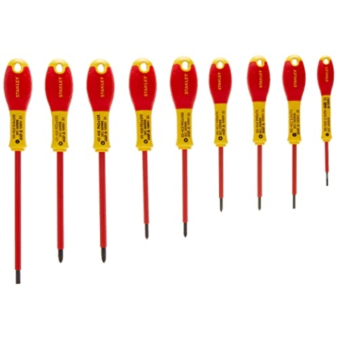 Stanley FatMax Schraubendreher-Set (isoliert, SL2.5/3.5/5.5;PH0/1/2;PZ0/1/2, Spannungstester, 10-teilig) 0-62-573