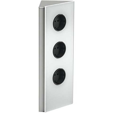WIPO 41910102200 Power Eck G Edelstahl/Glas weiß, 3X Schukosteckdose
