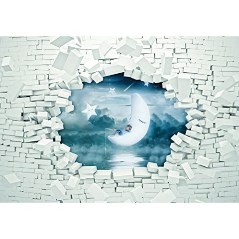 Fototapete Kinderzimmer Galaxy Weltall Mond Sterne Mädchen Jungen Wandtapete Vlies Tapete Latexdruck UV-Beständig Geruchsfrei Hohe Auflösung Montagefertig (13743, V8 (368x254 cm) 4 Bahnen)