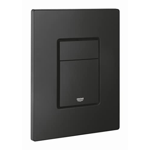 GROHE Even, Abdeckplatte WC (Betätigungsplatte wassersparend, Anti-Fingerprint Oberfläche, 2-Mengen Spülung, Drückerplatte für den Spülkasten), mattschwarz, 38966KF0