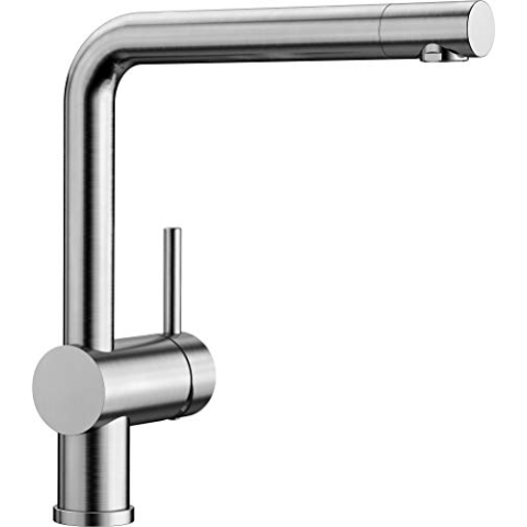 BLANCO LINUS | Küchenarmatur aus massiv Edelstahl | Hochdruck | Rückflussverhinderer | Keramik Kartusche | Gesicherte Wasserqualität & wassersparend