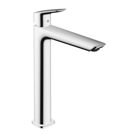 hansgrohe Waschtischarmatur Logis, Wasserhahn Bad mit Auslauf Höhe 240 mm, mit Zugstange, Badarmatur wassersparend, Chrom