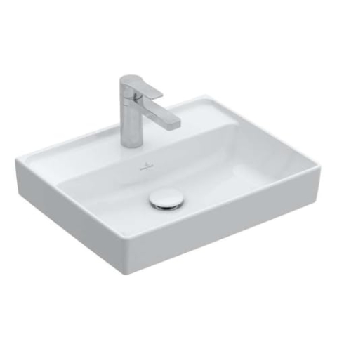 Villeroy & Boch Collaro Handwaschbecken, 500 x 400 mm, ohne Überlauf, ungeschliffen, 433451; Farbe: Stone White, Ceramic Plus