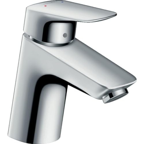 hansgrohe Logis - Waschtischarmatur ohne Ablauf, Wasserhahn Bad mit Auslauf Höhe 67 mm, Mischbatterie Waschbecken wassersparend (EcoSmart), Chrom, 71071000