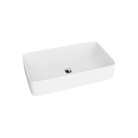 LAVITA Aufsatzwaschtisch Pasana White Matt Aufsatzwaschbecken Rechteckig Waschbecken ohne Überlauf und Hahnloch Aus hochwertigem Porzellan Waschtisch Badkeramik Waschplatz 60,5x34x11 cm Weiß Matt
