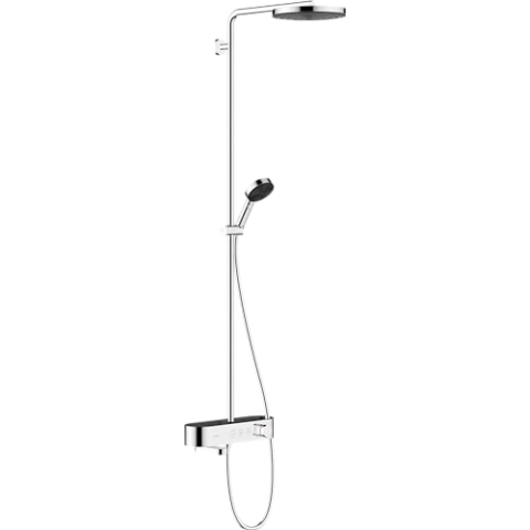hansgrohe Duschsystem Pulsify S, Brausekopf 260mm, Duschset mit Wannenthermostat, Handbrause, Brauseschlauch, Duschstange, Regendusche (Kopfbrause) mit 1 Strahlart, Chrom