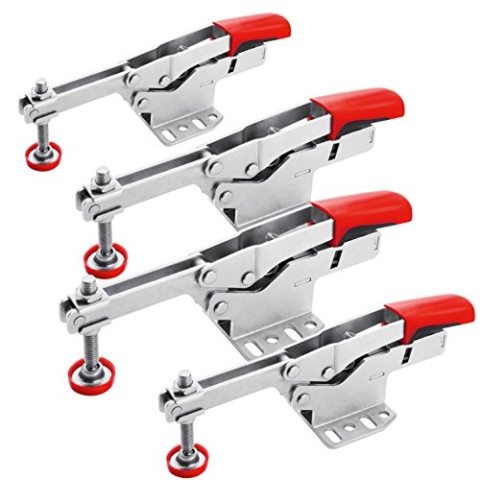 Set (4 Stück) Bessey Waagrechtspanner mit offenem Arm und waagrechter Grundplatte STC-HH70, STC-HH, Kniehebelspanner
