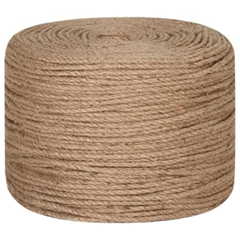 vidaXL Juteseil, Hanfseil Juteschnur 250 m Länge 8 mm Stärke, Gartenschnur Paketschnur für Basteln Dekorieren Verpacken, Jutekordel Kordel Seil