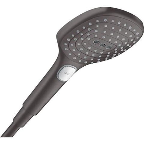hansgrohe Duschkopf Raindance Select E, Handbrause 120mm, 3 Strahlarten, Brushed Black Chrome