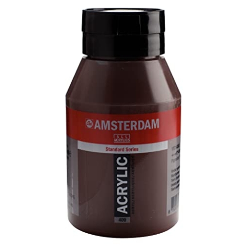 Amsterdam Standard Serie Acrylfarbe Umbra gebrannt 409, 1000ml, halbtransparent, hervorragende Lichtechtheit, mittlere Viskosität, satiniert, Made in Netherlands