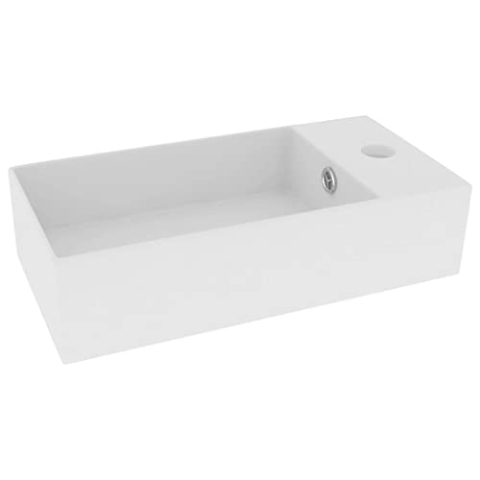 vidaXL Badezimmer Waschbecken mit Überlauf Aufsatzwaschbecken Waschtisch Badbecken Waschplatz Keramikbecken Handwaschbecken Keramik Matt Weiß