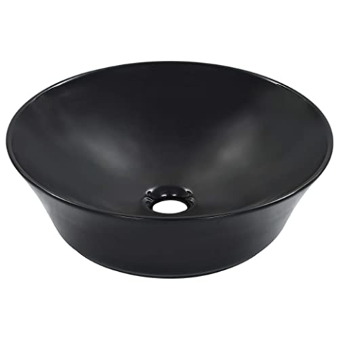vidaXL Waschbecken Aufsatzwaschbecken Waschtisch Waschplatz Handwaschbecken Waschschale Aufsatzbecken Becken Badezimmer 41x12,5cm Keramik Schwarz