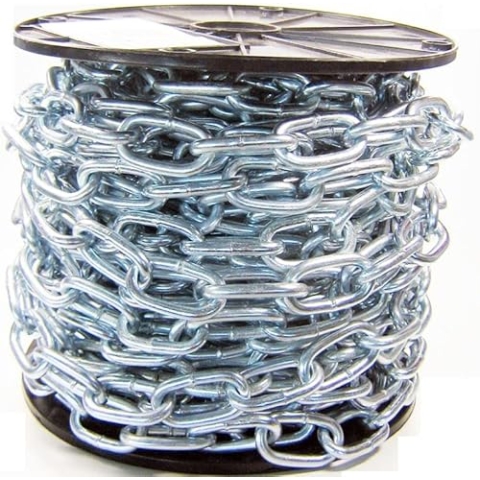 RJT 25 Meter Stahlkette 5 mm Rund, verzinkt DIN763 Gliederkette Eisenkette (950325)