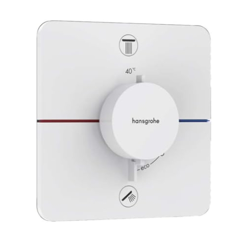 hansgrohe ShowerSelect Comfort Q - Thermostat Unterputz, Armatur mit Sicherheitssperre (SafetyStop) bei 40° C, Thermostat, Mischbatterie für 2 Verbraucher, Mattweiß