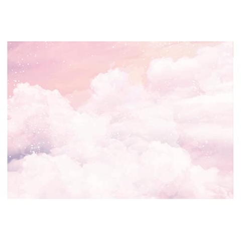 WallArena - Vlies Fototapete Kinderzimmer 312x219 cm Mädchen Himmel mit Wolken Rosa Decke Pastell - Fototapeten - Tapeten - für Wohnzimmer Schlafzimmer - Vliestapete Wandtapete Tapete 3D Effekt