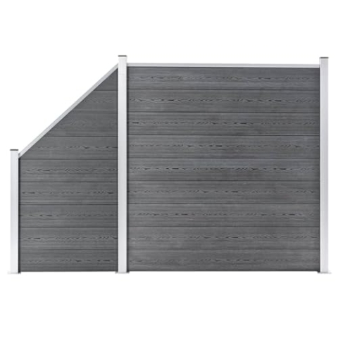 vidaXL WPC Zaun Set 1 Quadrat 1 Schräge Sichtschutzzaun Windschutzzaun Lamellenzaun Gartenzaun Zaunset Sichtschutz Windschutz 273x186cm Grau