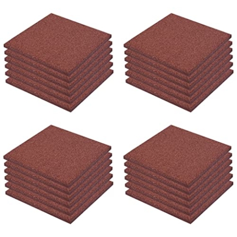 vidaXL 24x Fallschutzmatte Gummi 50x50x3 cm Rot Matte Gummimatte Spielplatz