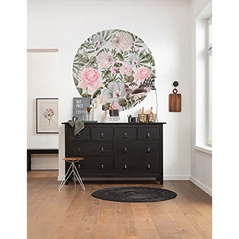 Komar DOT runde und selbstklebende Vlies Fototapete - Daphne - Ø Durchmesser 125 cm - Blumen, Tapete, Wandtattoo, Schlafzimmer, Wohnzimmer, Wanddeko - D1-071