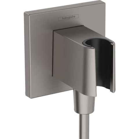 hansgrohe Wandanschluss mit Duschkopfhalterung FixFit E, Brushed Black Chrome