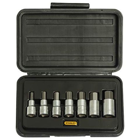 Stanley Steckschlüsseleinsatz-Set, 6-Kant (1/2 Zoll, 7-teilig, 6/8/10/12/14/17/19 mm, MaxiDrive Profil) 1-89-099