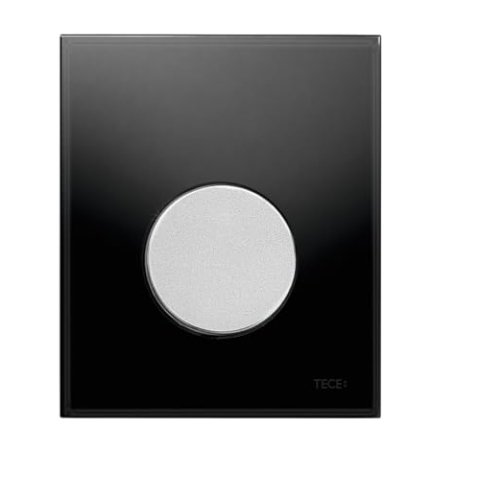 TECE-Platten-Urinal Schub-Schleife mit dem Glas schwarz und Knöpfe gebürstetem Chrom von PERFECTO