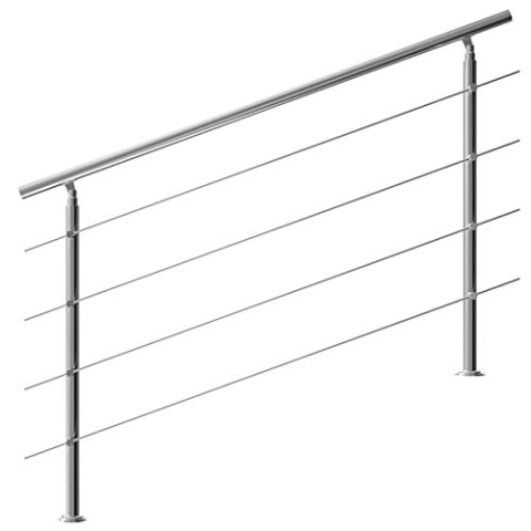 MONZANA® Treppengeländer Edelstahl Pflegeleicht 160cm mit 4 Querstreben Innen und Außen Handlauf Geländer Brüstung Balkon