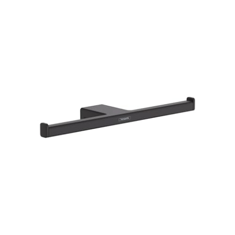 hansgrohe AddStoris - Toilettenpapierhalter doppelt, Klopapierhalter für Wandmontage, Klorollenhalter, verdeckte Befestigung, Badezimmer Zubehör, Mattschwarz, 41748670