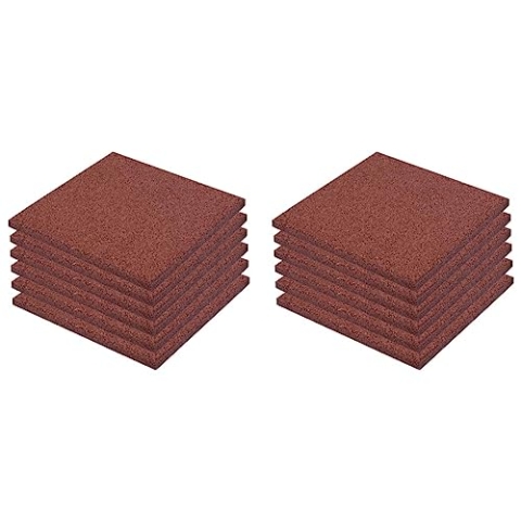 vidaXL 12x Fallschutzmatte Gummi 50x50x3 cm Rot Matte Gummimatte Spielplatz