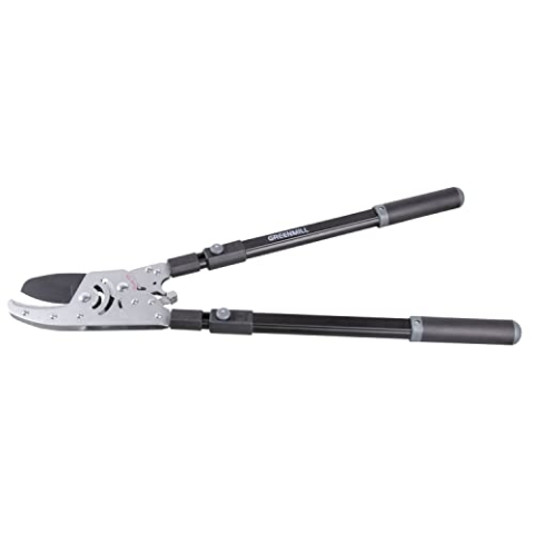 Greenmill UP0115 Amboss-Astschere Teleskopschere für Äste Baumschere einstellbare Länge von 71 cm bis 106 cm SK-5-Stahl Antihaftbeschichtung
