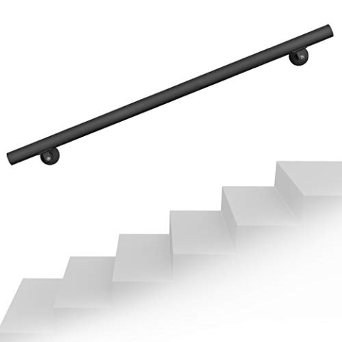 Handlauf Treppe 190cm, Handlaufset Edelstahl, Haltegriff Treppe, Wandhalter, Schwarz