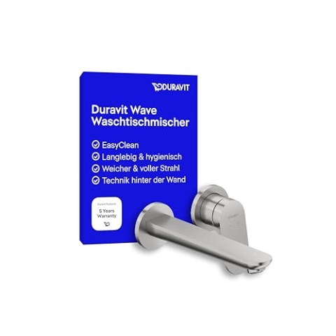 Duravit Wave Waschtischarmatur, Unterputz, Wasserhahn Bad, Armatur Waschbecken, Edelstahl Gebürstet