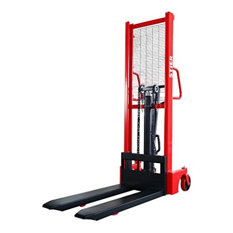 STIER Hydraulik-Stapler 1000 kg: Leistungsstarker Einfach-Mast-Stapler, Traglast von 1000 kg, Hubbereich 85 mm - 1600 mm, bequemes Anheben per Fußpedal