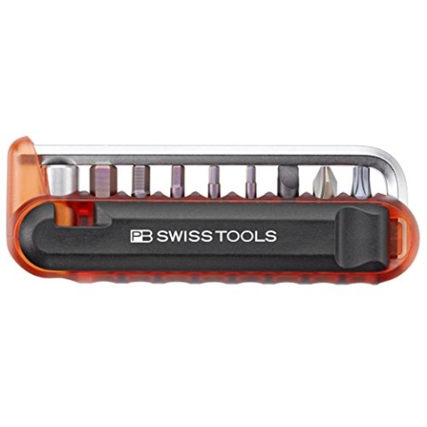 PB Swiss Tools Fahrrad Multitool PB 470 | 100% Swiss Made | Multitool Werkzeug mit Bits, Winkelschraubendreher, Adapter, Reifenheber für Mountainbike, Rennrad, Fahrrad