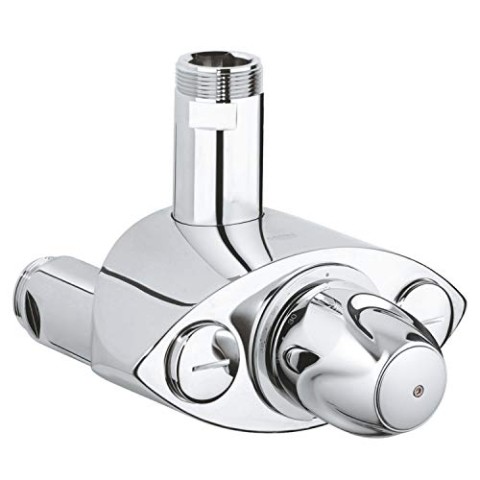 GROHE Grohtherm XL Thermostat-Batterie (Wandmontage, Erleichterung der thermischen Desinfektion, eingebaute Rückflussverhinderer und Schmutzfangsiebe), chrom, 35085000